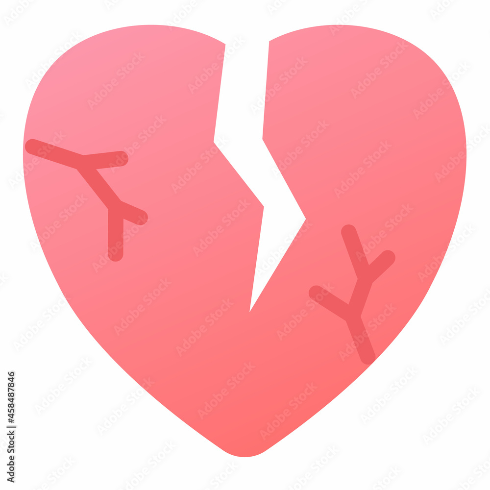 Poster broken heart or break relationship single isolated icon with smooth style