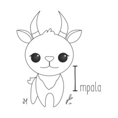 Alphabet letter animals children illustration impala sketch