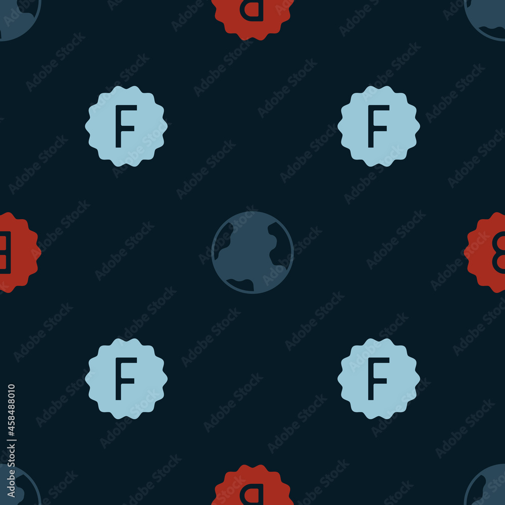 Poster set exam paper with incorrect answers, earth globe and on seamless pattern. vector