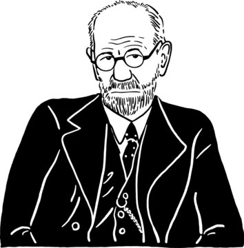 Sigmund Freud Austrian neurologist and the founder of psychoanalysis Hand drawn portrait line art illustration