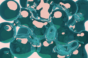 Colorful bubbles, beautiful background for art project. 3D illustration