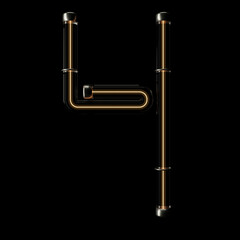 Fototapeta premium Tube light neon bulb alphabet number 4