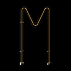 Tube light neon bulb alphabet letter M