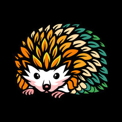 Cute hedgehog zentangle arts isolated on black background