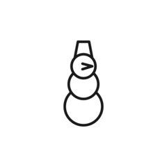 Isolated black line icon of snowman on white background. Outline snowman. Logo flat design. Winter entertainment.