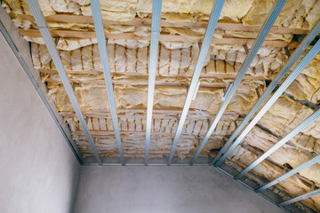 insulation of the attic with glass wool