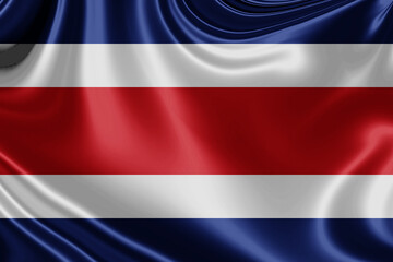 Costa Rica fabric flag waving . 3D illustration