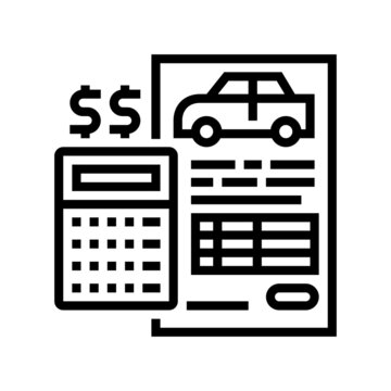 recommend clip art: financing car calculator line icon vector. financing car calculator sign. isolated contour symbol black illustration