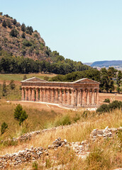 Ancient ruins of the greek temple of Segesta in Sicily, Italy.