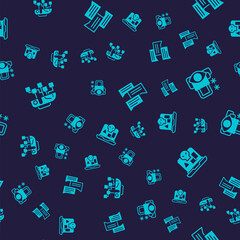 Set Humanoid robot, Cyber security, Speech bubble chat and Internet piracy on seamless pattern. Vector