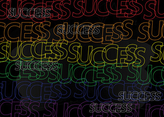 Success, Vector logo. Quotes and phrases for cards, banners, posters, pillow and clothes. Festive design. Colorful concept, lettering.