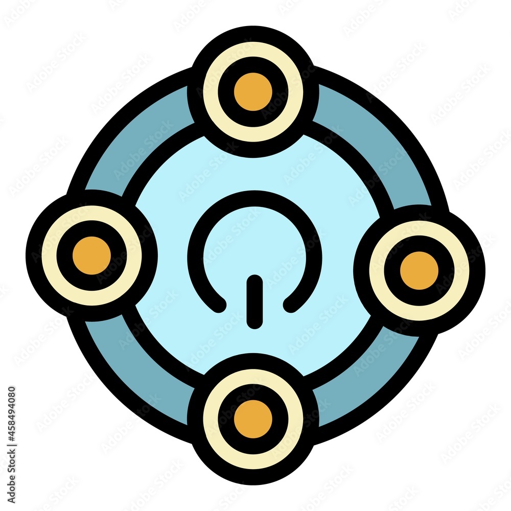 Poster wireless speaker top view icon. outline wireless speaker top view vector icon color flat isolated