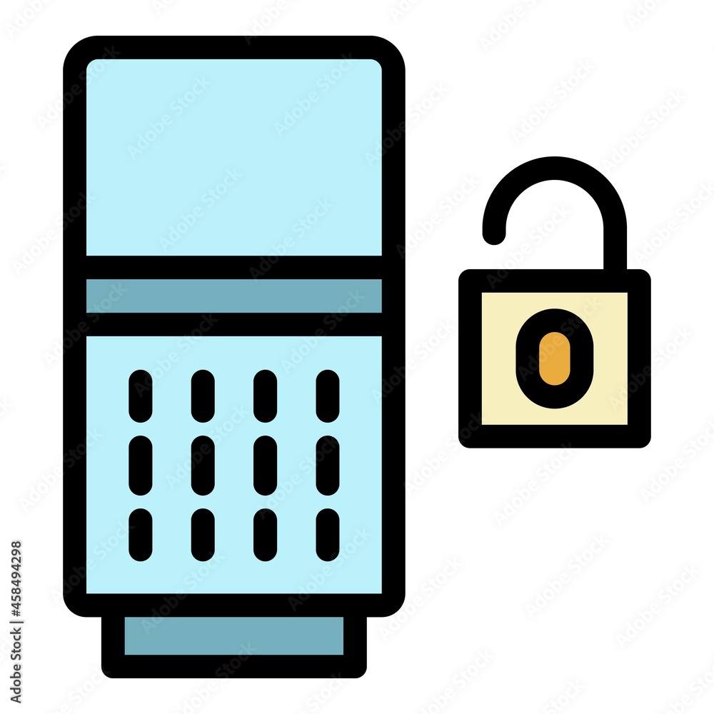 Poster open lock smart speaker icon. outline open lock smart speaker vector icon color flat isolated