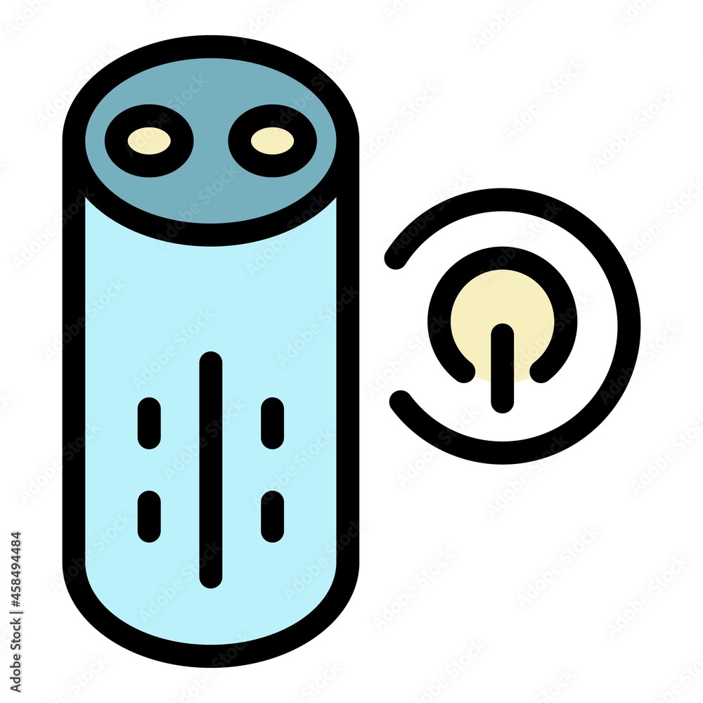 Poster smart speaker power button icon. outline smart speaker power button vector icon color flat isolated