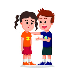 a boy trying to comfort his friend who looks depressed