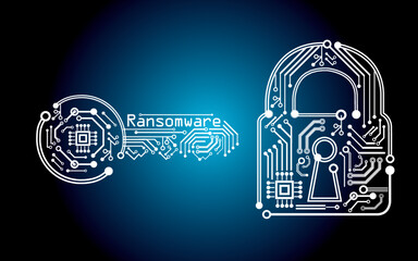 encrypt computer Virus Ransomware - key and padlock 