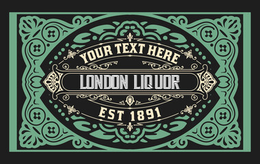 Whiskey label with old frames