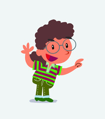 cartoon character of little girl on jeans pointing while arguing.