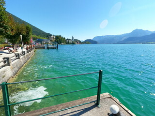 Waiting for feery boat at lake Wolfgangsee