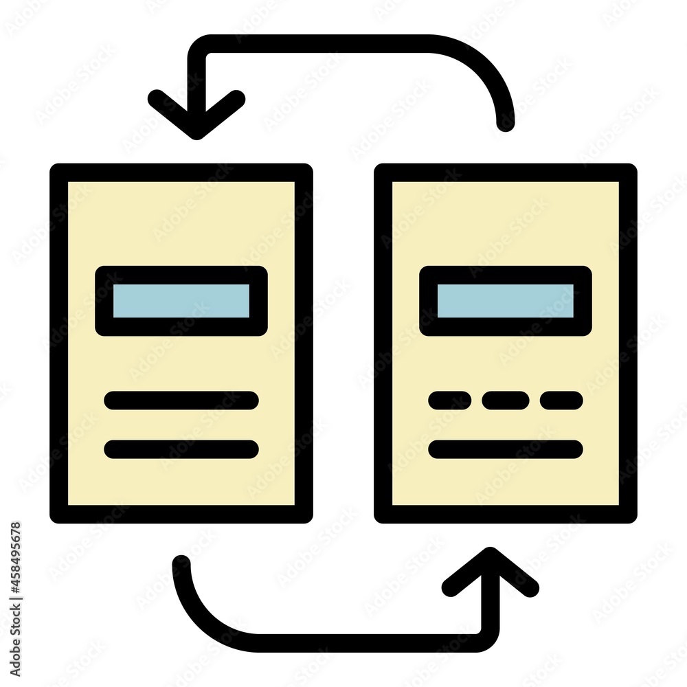 Poster reorganization of documents icon. outline reorganization of documents vector icon color flat isolate