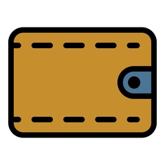 Wallet with round corners icon. Outline wallet with round corners vector icon color flat isolated