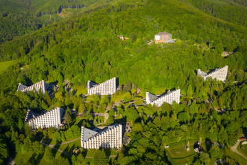 Scenery of the health resort in Ustron on the hills of the Silesian Beskids. Poland