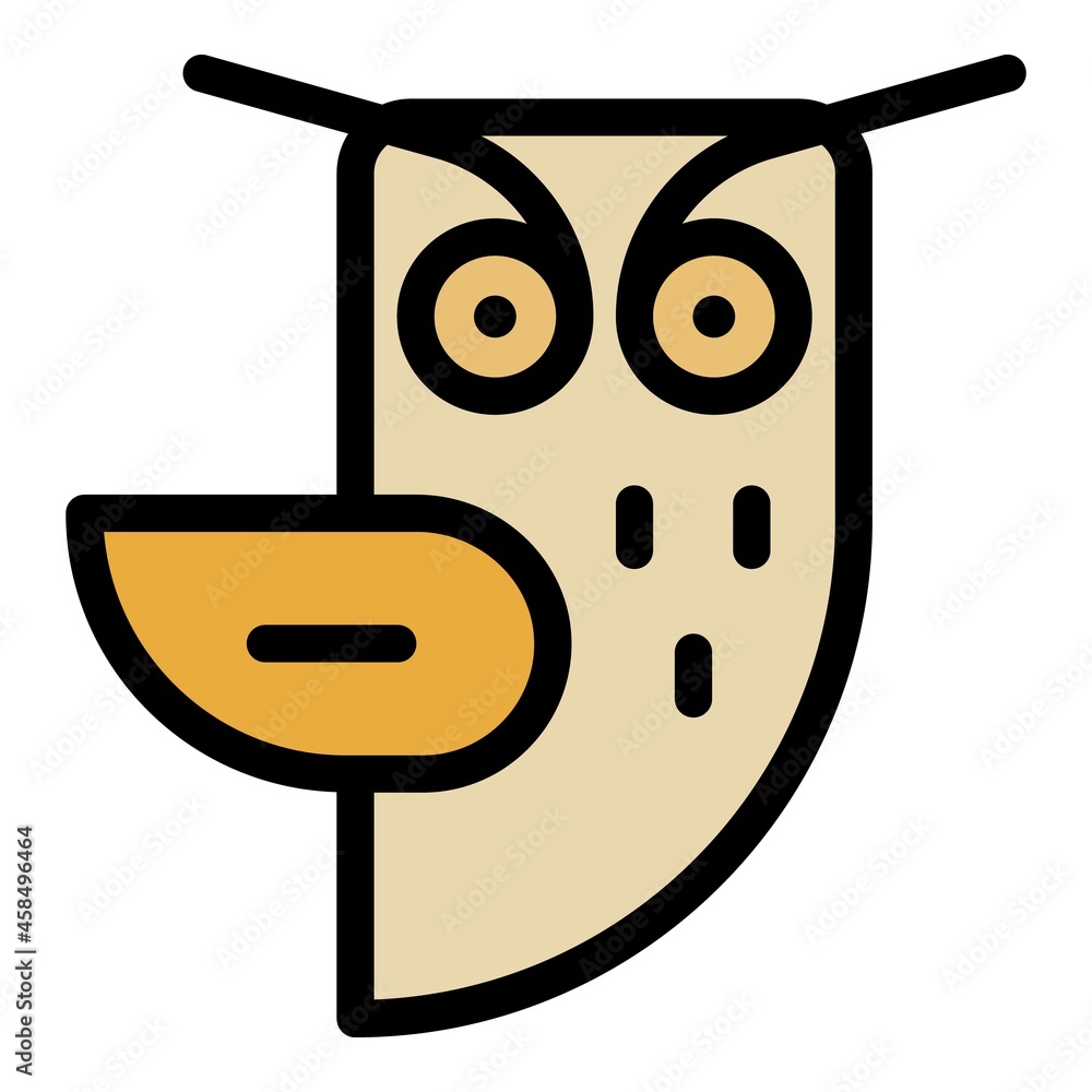 Poster owl with long eyebrows icon. outline owl with long eyebrows vector icon color flat isolated