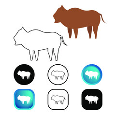 Flat Wildebeest Animal Icon Collection
