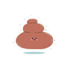 Cute cartoon hot stones. Spa supplies bright icon. Hand-drawn poster with shapes, circles, face. Japanese style character for decorating brochures, advertisements, shops.