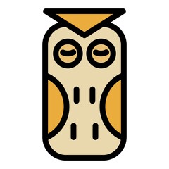 Sleeping owl front view icon. Outline sleeping owl front view vector icon color flat isolated