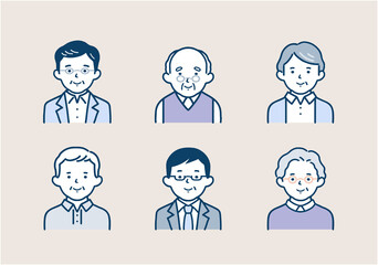 シニア女性のイラスト素材セット