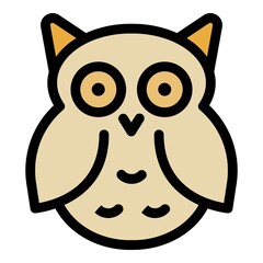 Baby eared owl icon. Outline baby eared owl vector icon color flat isolated
