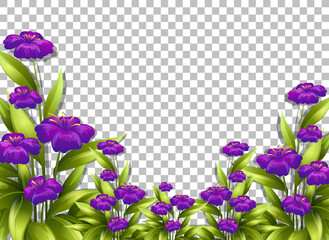 Purple flower frame template on transparent background