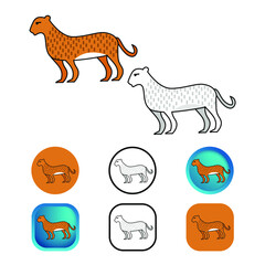 Flat Cheetah Animal Icon Collection