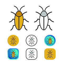Flat Cockroach Insect Icon Collection