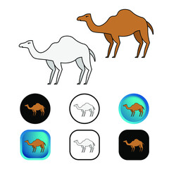Flat Camel Animal Icon Collection