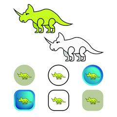 Flat Centrosaurus Dinosaur Icon Collection