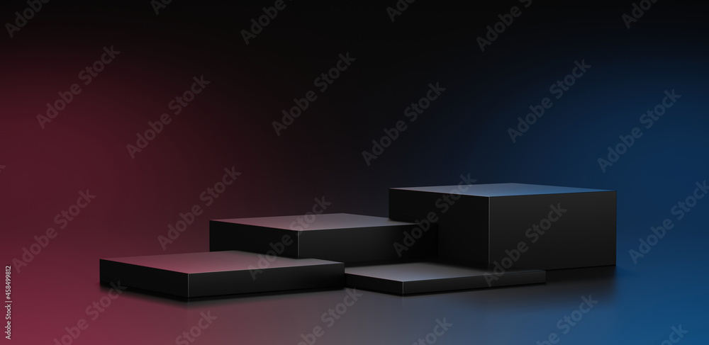 Aufkleber black podium background stand or blank stage platform or minimal pastel modern showcase pedestal on 