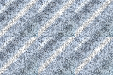 Seamless pattern with interesting doodles on colorfil background. Pano. Raster illustration.