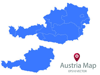 Couple Set Map,Blue Map of Austria,Vector EPS10