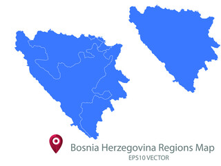 Couple Set Map,Blue Map of Bosnia and Herzegovina,Vector EPS10