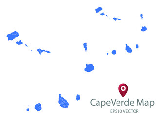 Couple Set Map,Blue Map of Cape Verde,Vector EPS10