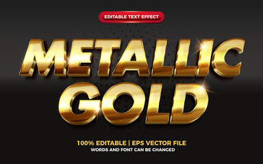 Metallic gold shiny 3d editable text effect