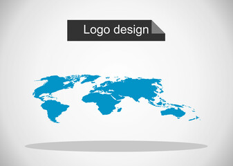 Blue World Map Vector.flat business illustration vector