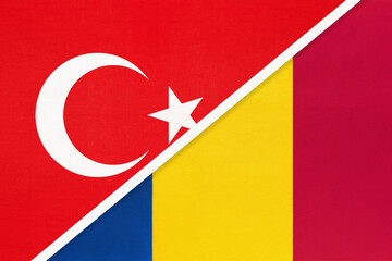 Turkey and Romania, symbol of country. Turkish vs Romanian national flag