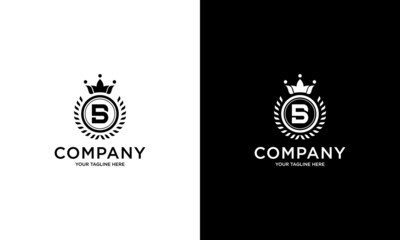 BS Initial Letters black feminine calligraphy drawn vintage style monogram heraldic sleeves vintage style luxury logo design.