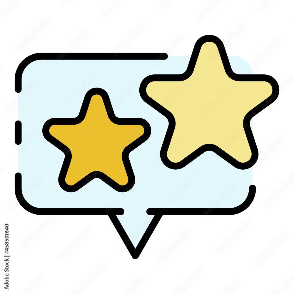Poster bubble with the stars icon. outline bubble with the stars vector icon color flat isolated