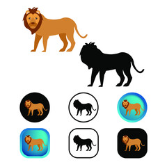 Flat Lion Animal Icon Collection