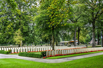 Dutch Military Field of Honour Grebbeberg. Rhenen, Netherlands, Holland, Europe. Het Militair Ereveld Grebbeberg is een oorlogsbegraafplaats en een nationale herdenkingplaats