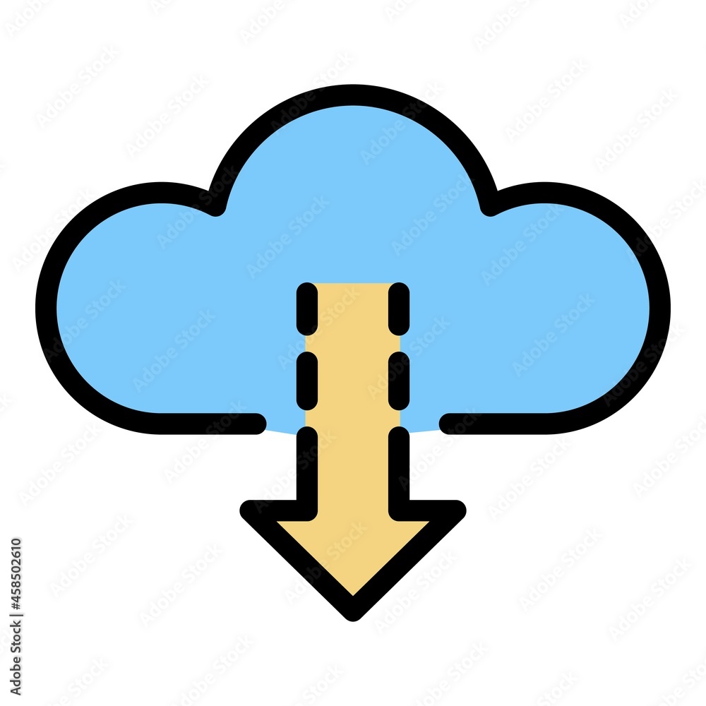 Poster cloud arrow down icon. outline cloud arrow down vector icon color flat isolated